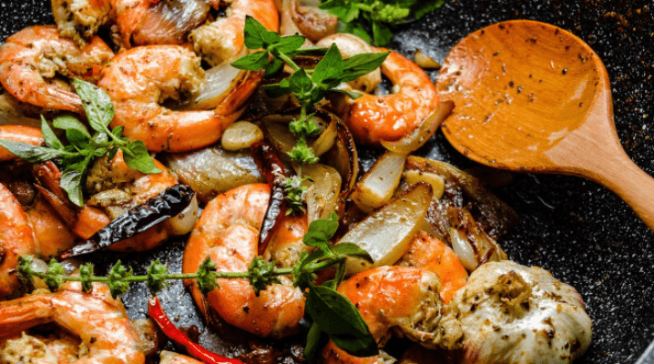 Crevettes sautés à l'ail