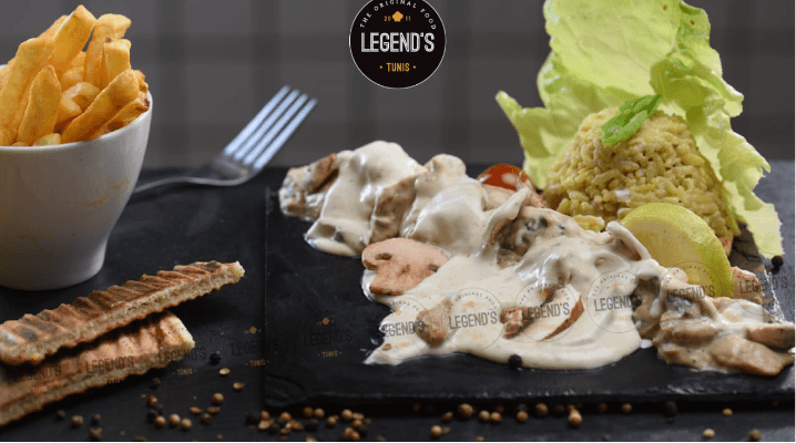 Plat émincé de poulet aux champignons