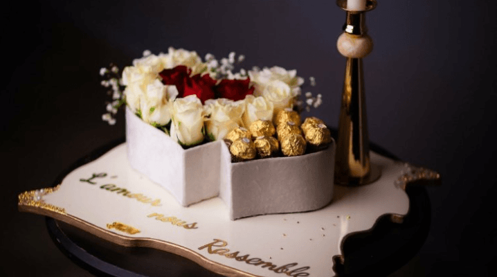 Box de fleurs cœur blanc