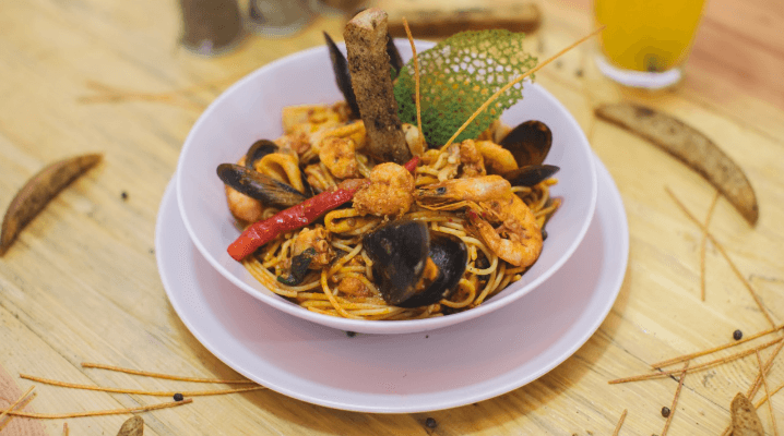 Pâtes  aux fruits de mer à la crème