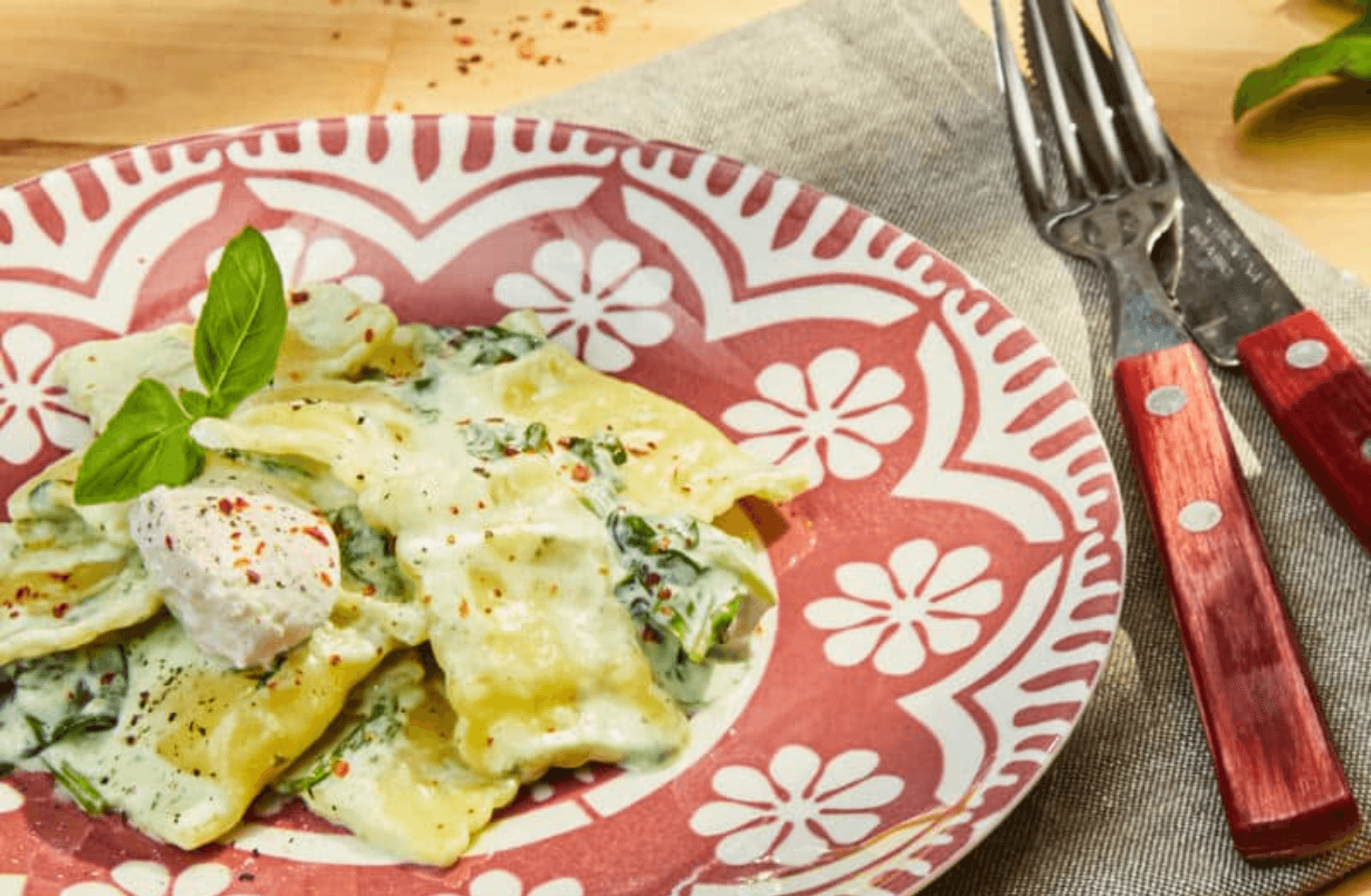 Ravioli épinard sauce fromage