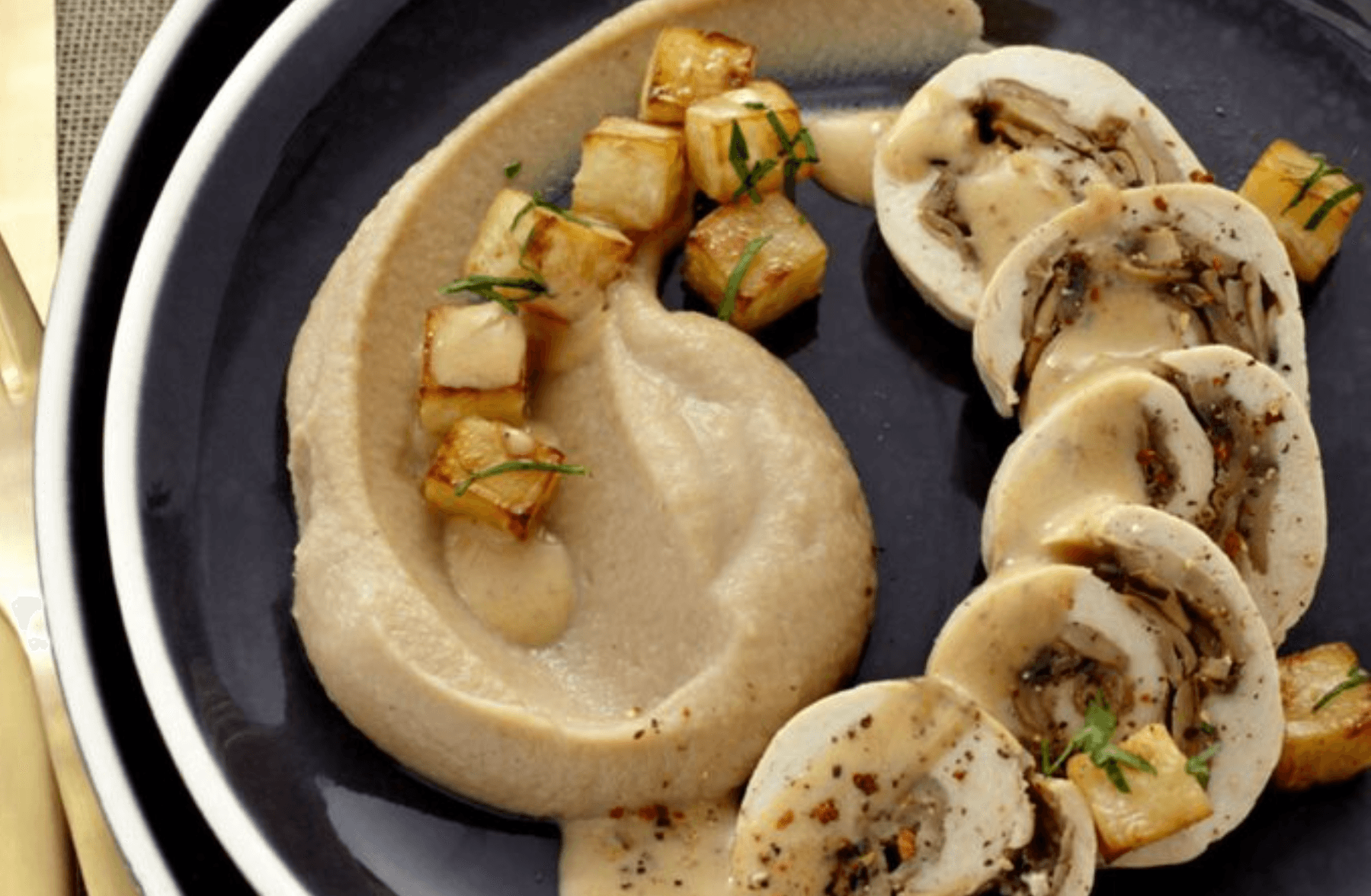 Roulé de poulet aux champignons