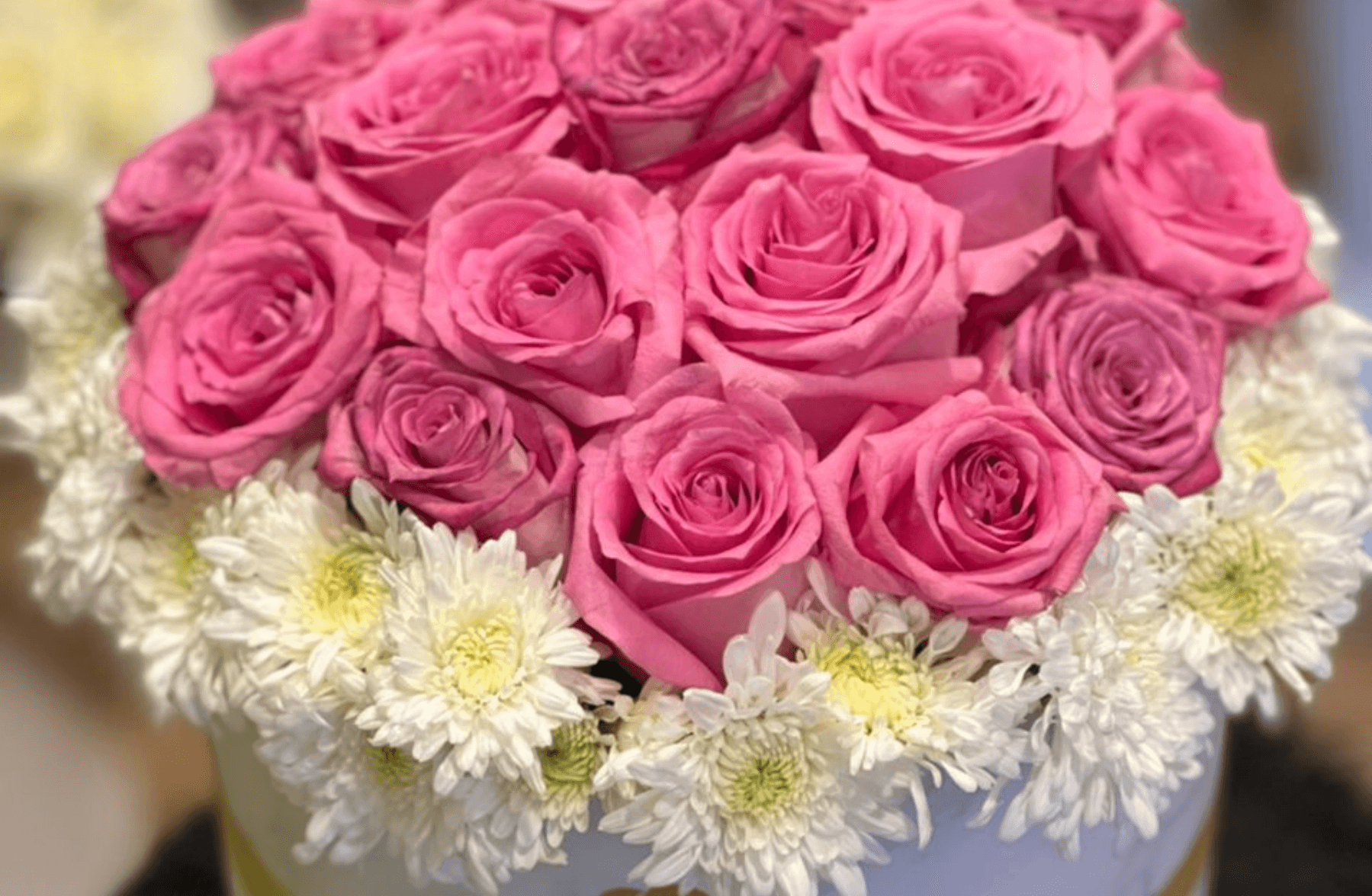 Box Blanche De Fleurs Rose Et Blanche