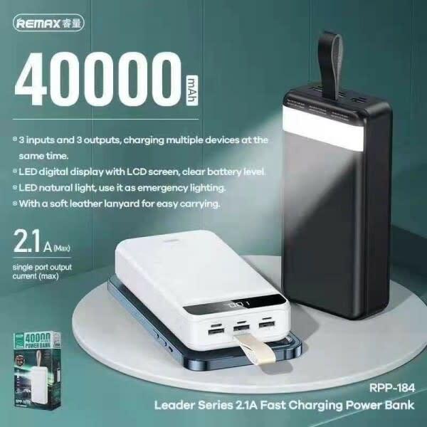 Power Bank NOIR 40000mAh Leader Series, 2.1A REMAX RPP-184