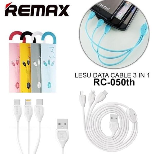 CABLE 3 EN 1 BLANC MICRO USB/ IPHONE/ TYPE C REMAX RC-050TH