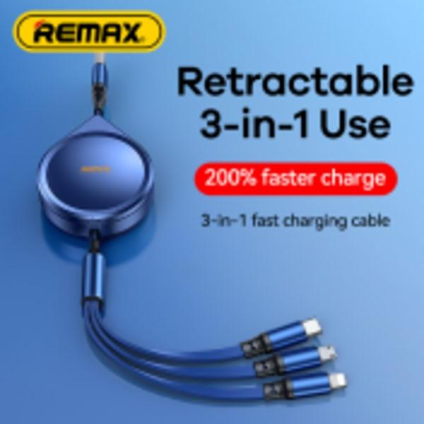 Cable USB Fast Charge 15W Bleu 3 en 1 Charge Rapide RC-C018 REMAX