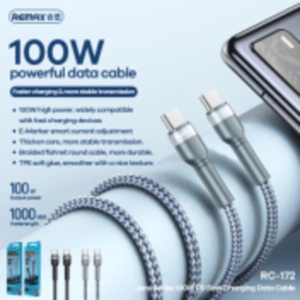 CABLE TYPE C VERS TYPE C 100W 1 MÈTRE NOIR REMAX JANY RC-172