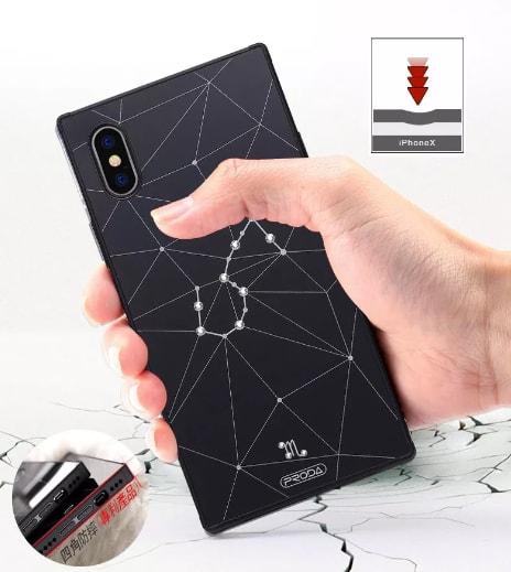 Coque IPhone X en verre trempé CARRÉ NOIR REMAX