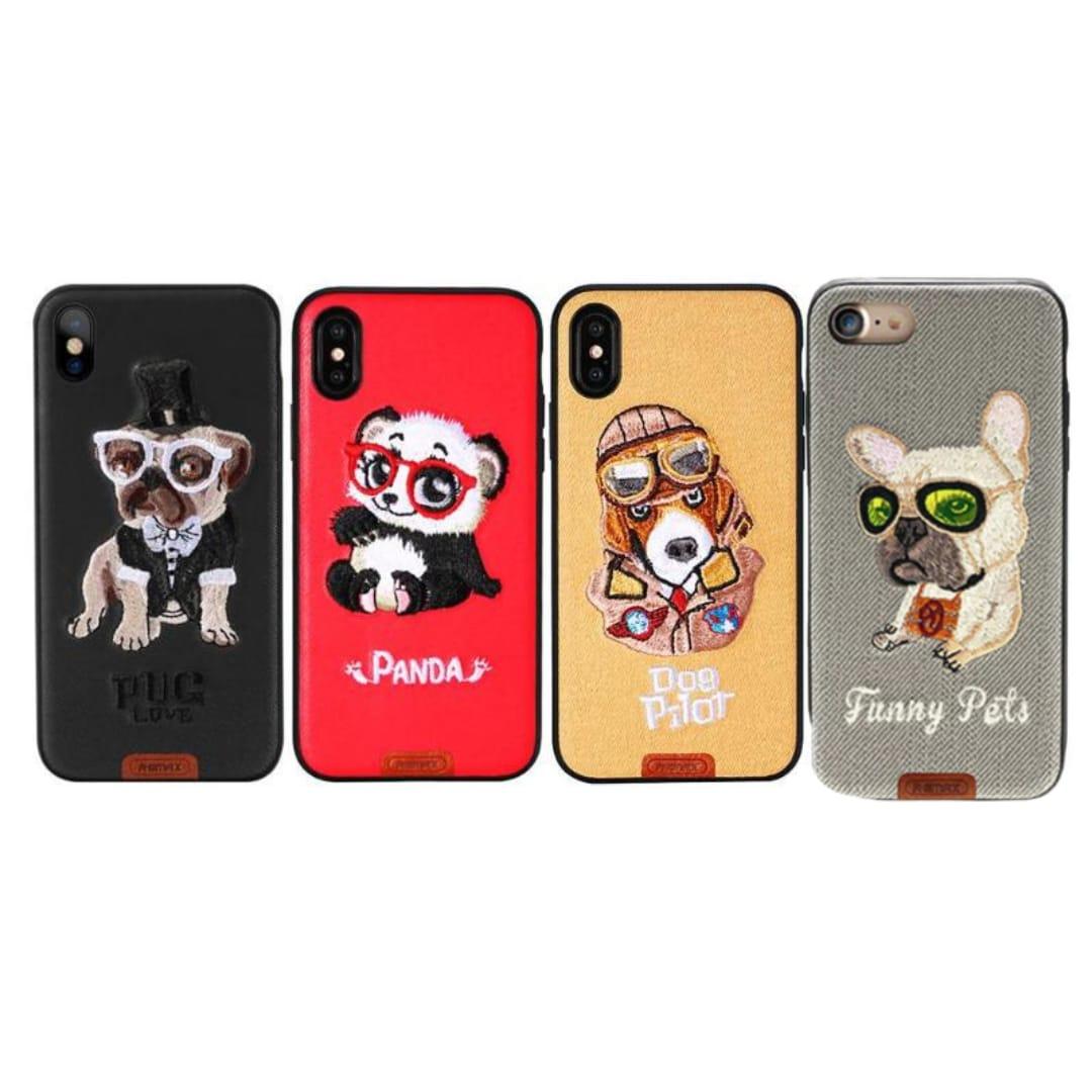 Coque broderie Mignon Animal Pochette iPhone 7 / 7 PLUS / 8 / 8 PLUS / X Remax RM-1647