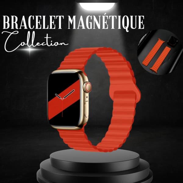 BRACELET APPLE WATCH ORANGE FONCE 38/40/41/42/44/45 MM BRACELET SPORT MAGNÉTIQUE