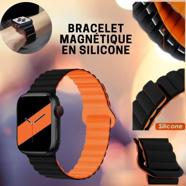 BRACELET APPLE WATCH COTE NOIR & COTE ORANGE 38/40/41/42/44/45/49 MM BRACELET SPORT MAGNÉTIQUE