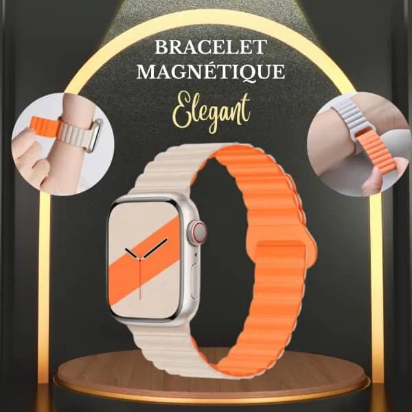 BRACELET APPLE WATCH COTE ORANGE & COTE BEIGE 38/40/41 MM BRACELET SPORT MAGNÉTIQUE