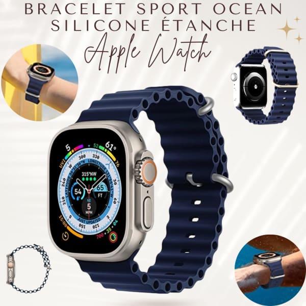 Bracelet Sport BLEU Océan pour Apple Watch, en Silicone, étanche 42/44/45/49 MM