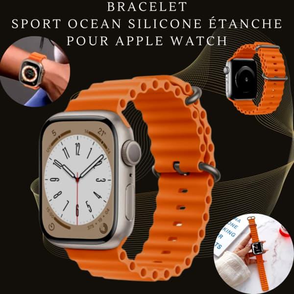 Bracelet Sport ORANGE Océan pour Apple Watch, en Silicone, étanche