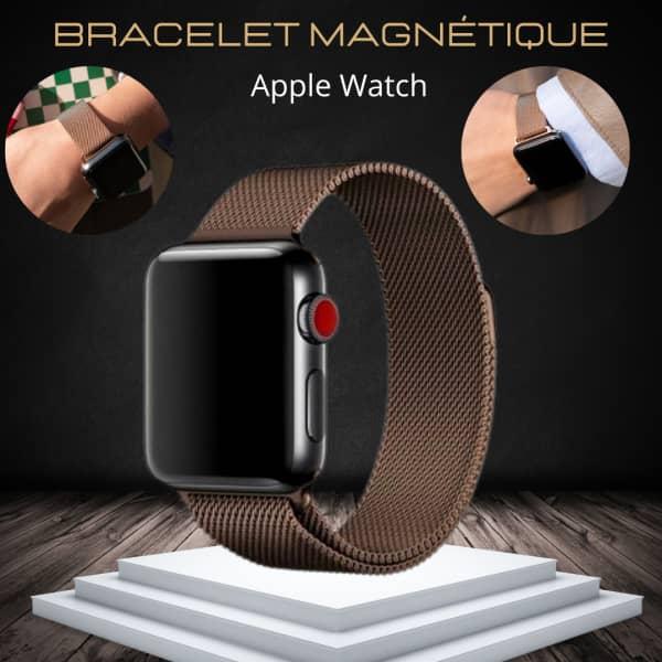 Bracelet Magnétique Marron Pour Apple Watch en Métal 42/44/45/49 MM