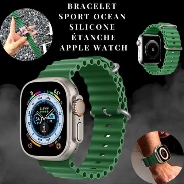 Bracelet Sport VERT Océan pour Apple Watch, en Silicone, étanche