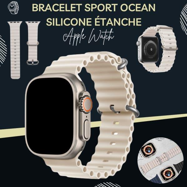Bracelet Sport BEIGE Océan pour Apple Watch, en Silicone, étanche