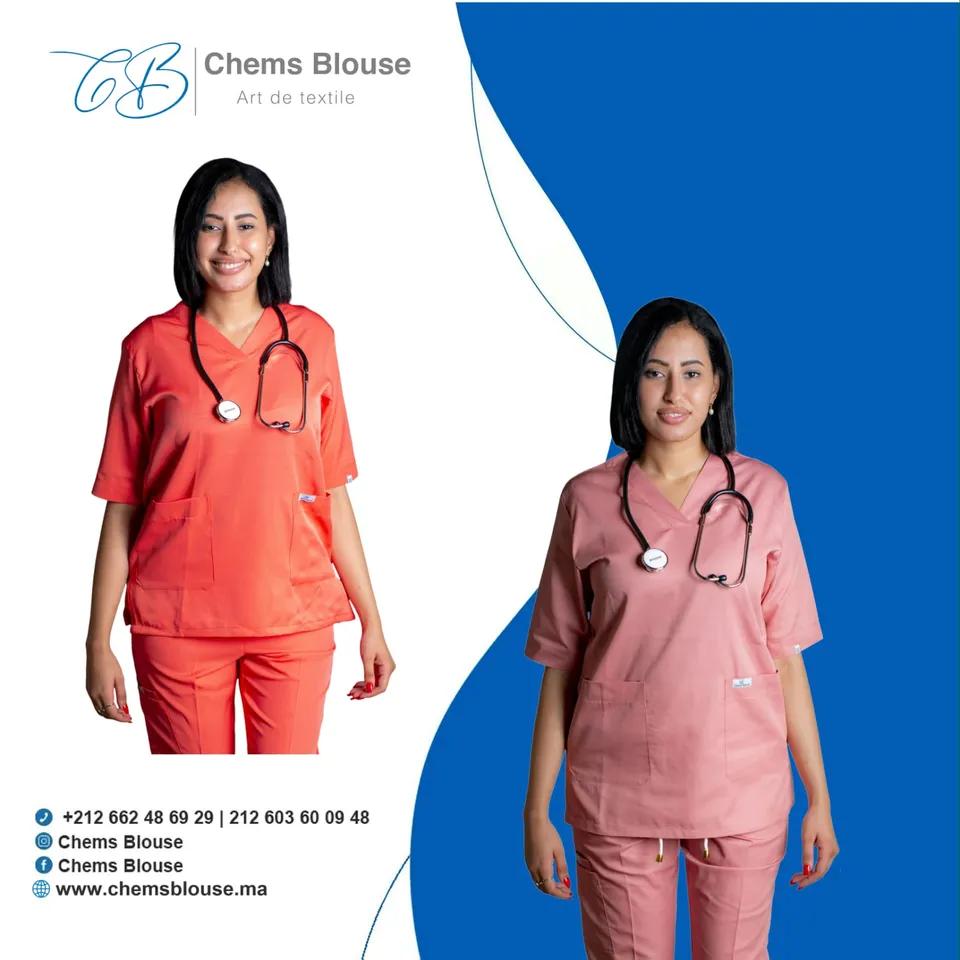 Tunique médicale élastique et anti javel  Femme orange