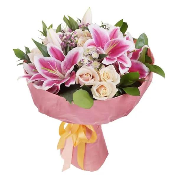 Composition lys et roses