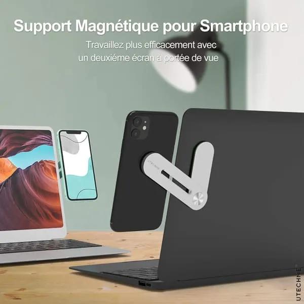 Support téléphone portable magnétique en aluminium | Ordinateur portable