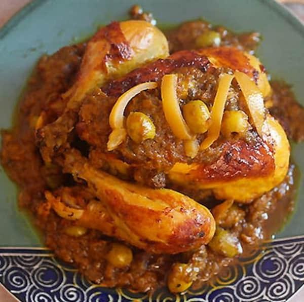 Tagine De Poulet Mhamer Avec Daghmira