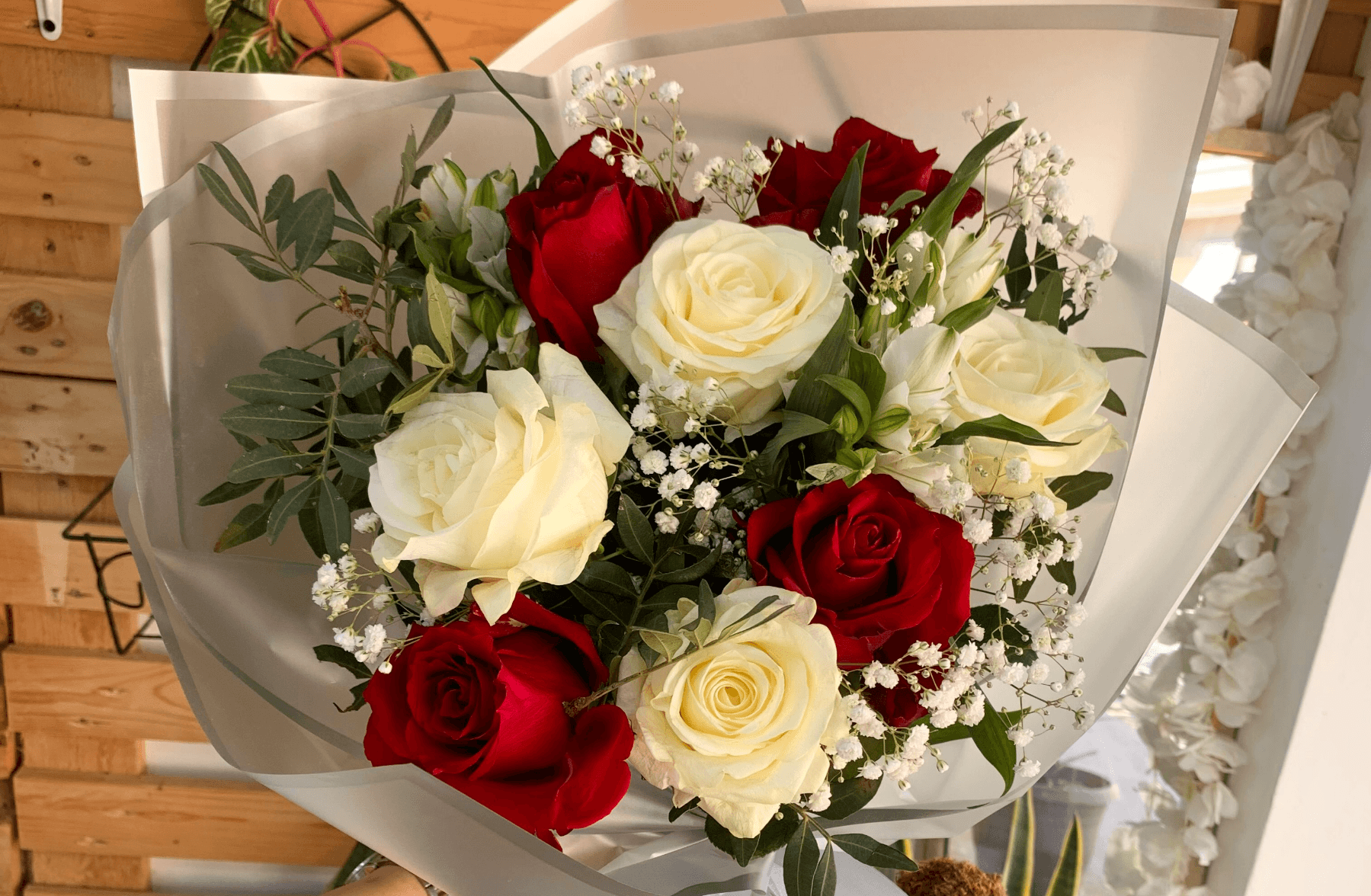 Bouquet Rouge et Blanc 