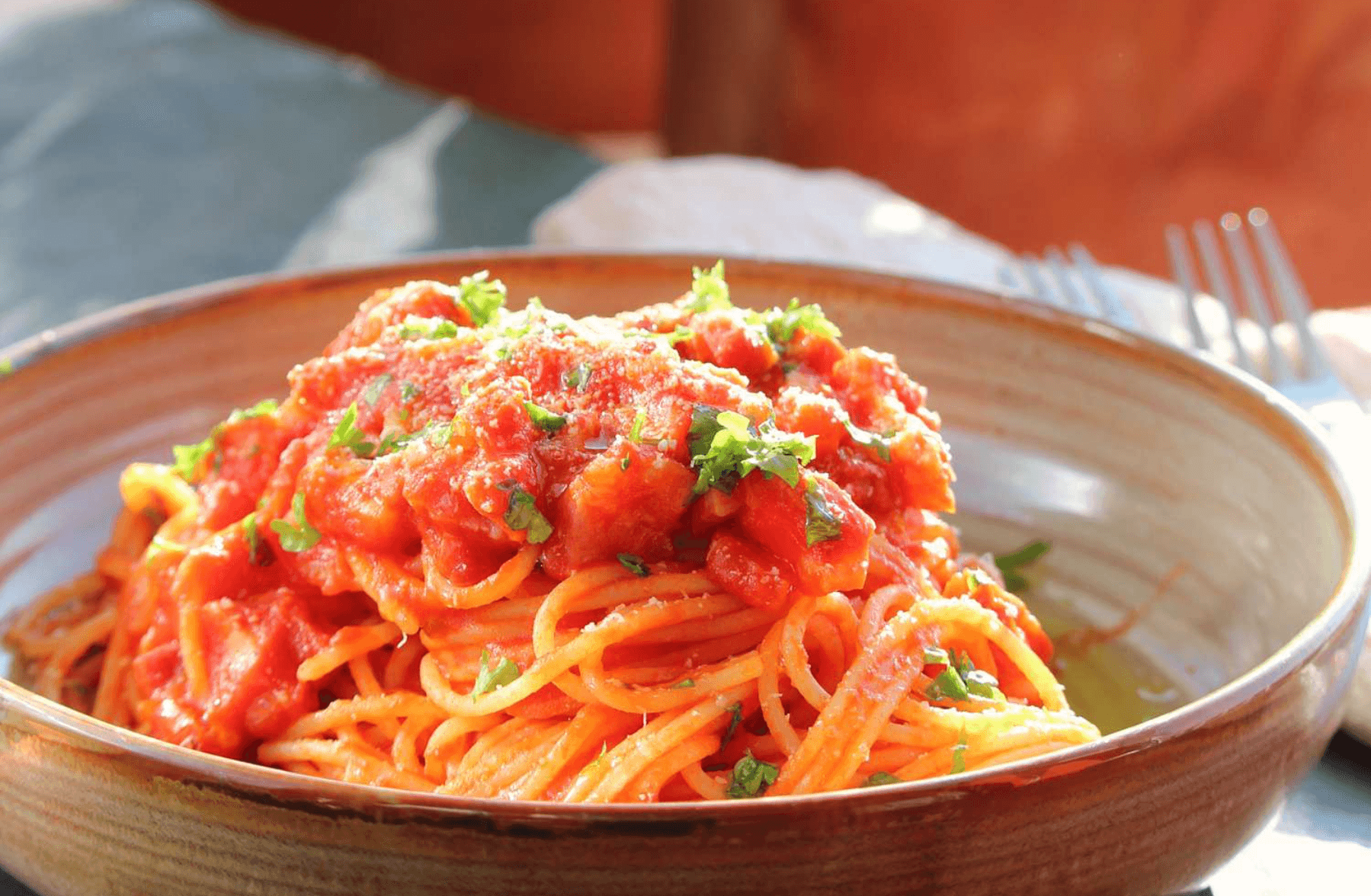 Spaghetti sauce rosée aux chevrettes