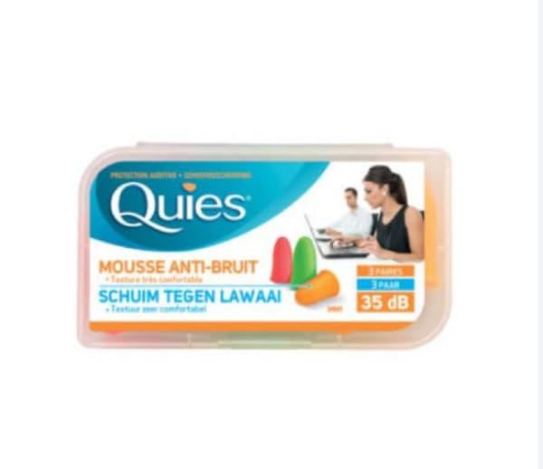 Quies Protection Auditive Anti-Bruits Forts - 3 Paires En Mousse