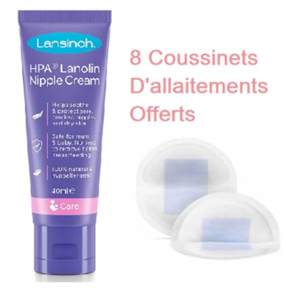 Lansinoh Crème Mamelons Lanoline 40 ml + 8 coussinet d'allaitement Offert