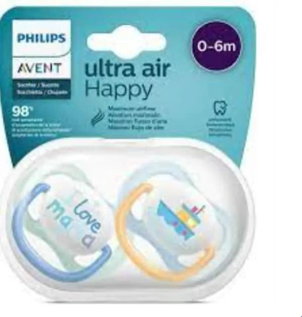 AVENT 2 SUCETTES ULTRA AIR HAPPY 0-6