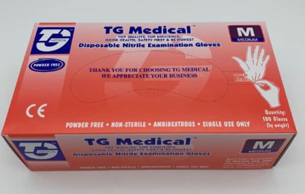 Gants Noir en nitrile sans poudre TG Medical TAILLE M