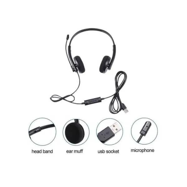 Casque Filaire USB Avec Micro Pour Centre D'appels De Bureau