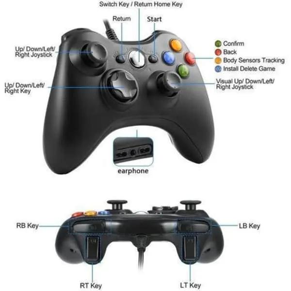 Manette Xbox 360 Manette Filaire Noir / XBOX 360 / PC WIN 7 10