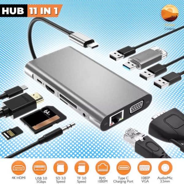 Adaptateur HUB USB type-c 11 en 1 4K,