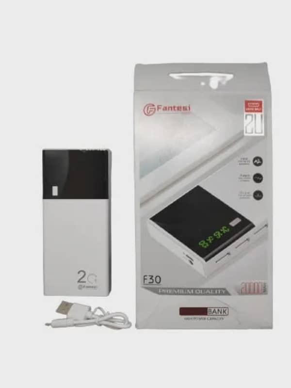 PowerBank - 20000 MAh Avec Lampe Torche - Blanc/Noir