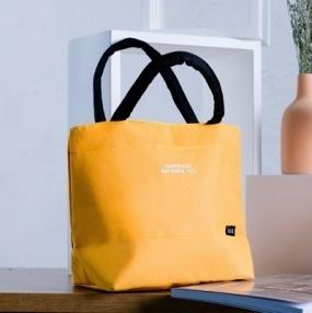 Office worker pocketless stitching beige lunch bag