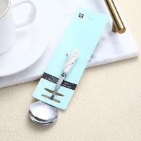 Hexagonal platinum ceramic handle No. 3 round spoon