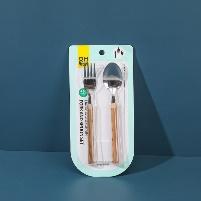 402-1 Large wood grain fork and spoon set