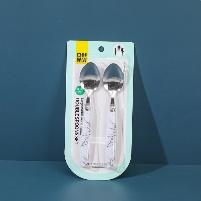 102-2 Large marble round handle double spoons set