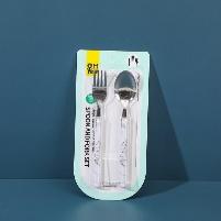 403-1 Large round handle marble spoon and fork set