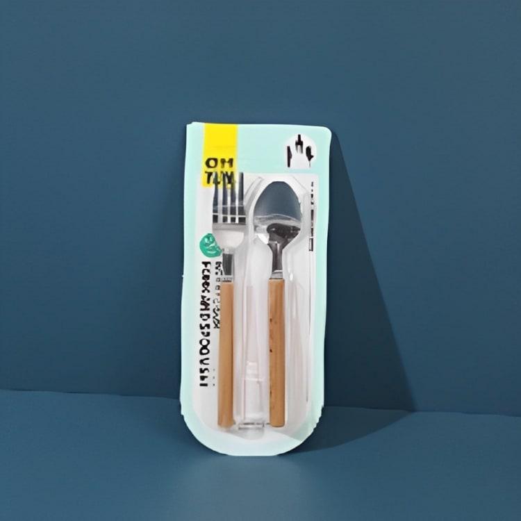 7062 Wood grain fork and spoon set