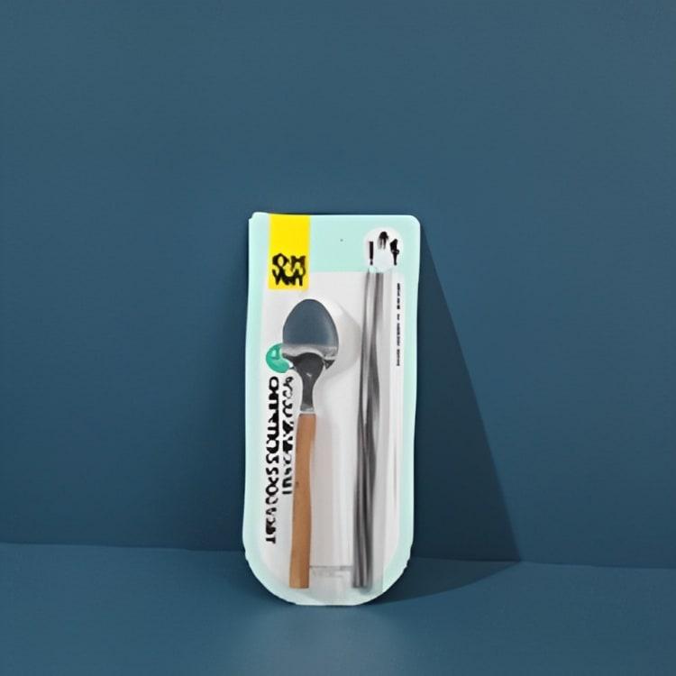 7061 Wood grain small chopsticks spoon set