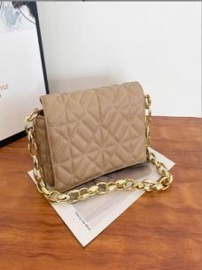 contrasting color-simple small square thick chain bag