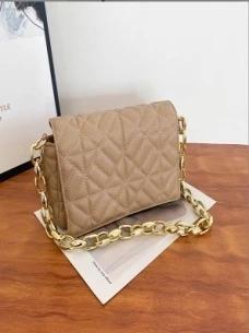 contrasting color-simple small square thick chain bag