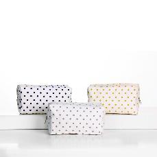 Simple and plain canvas cosmetic bag with dots