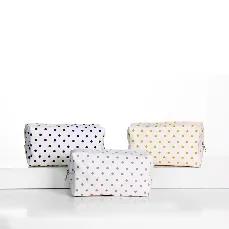 Simple and plain canvas cosmetic bag with dots
