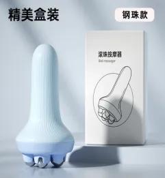 Roller massager with steel balls-Bleu