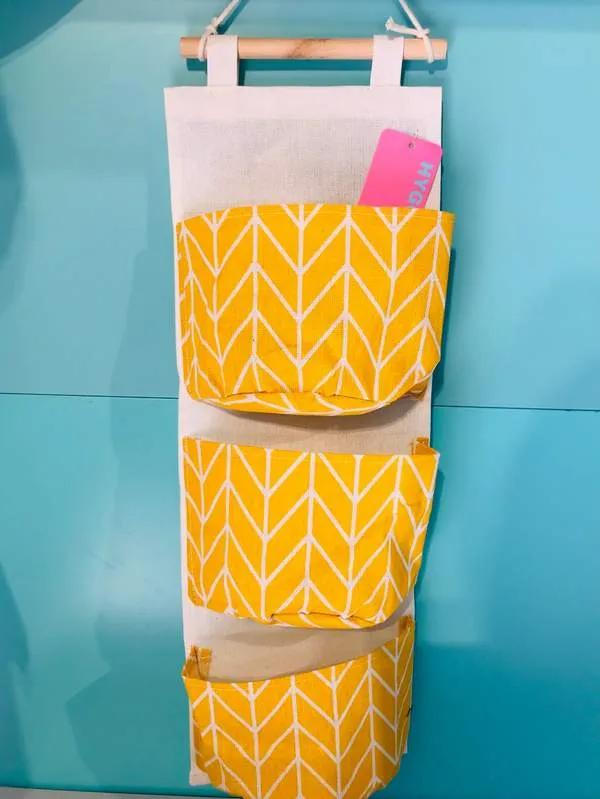 Simple style fabric storage hanging bag - 3pockets