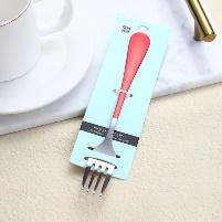 Thick smooth handle red No. 3 fork