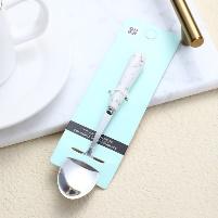 Platinum ceramic handle No. 3 pointed spoon